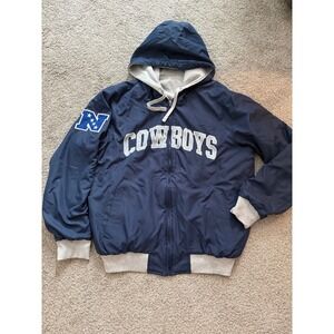 Dallas Cowboys Hooded Jacket Womens Reversible Blue Gray Full Zip NFL